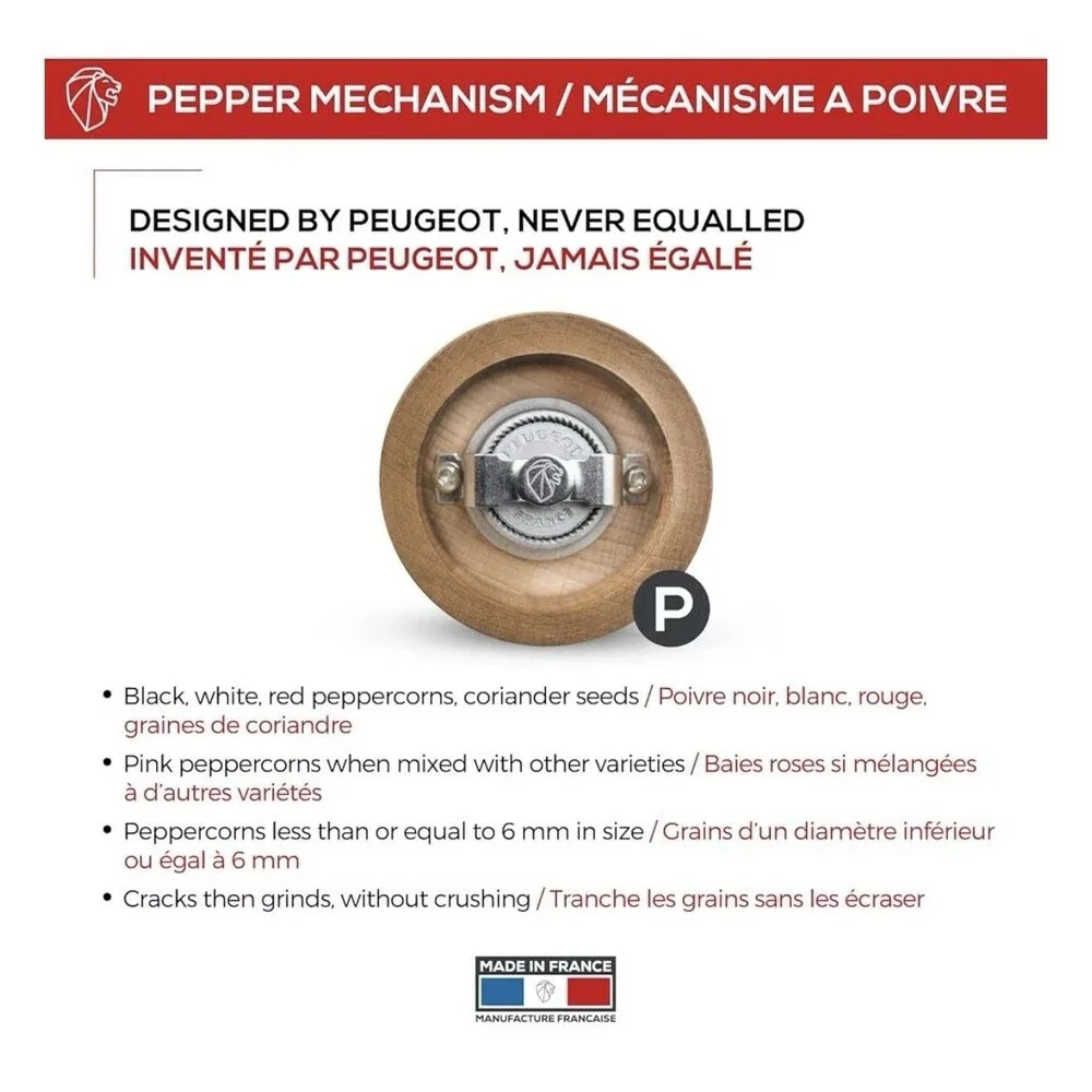 Peugeot - Paris Manual Pepper Mill - Adjustable Grinder - Beechwood, Natural